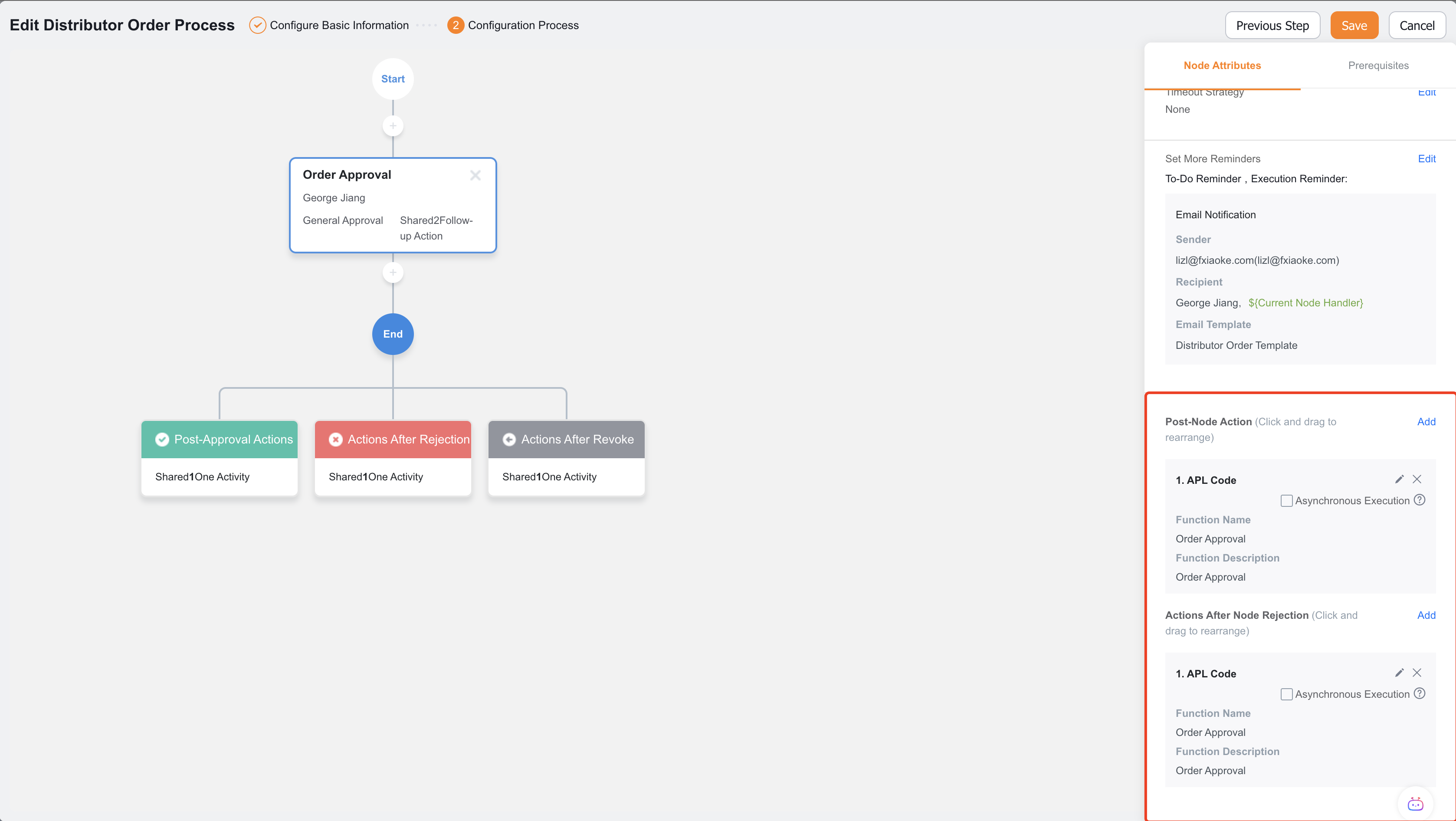 Approval flow post-approval/rejection actions