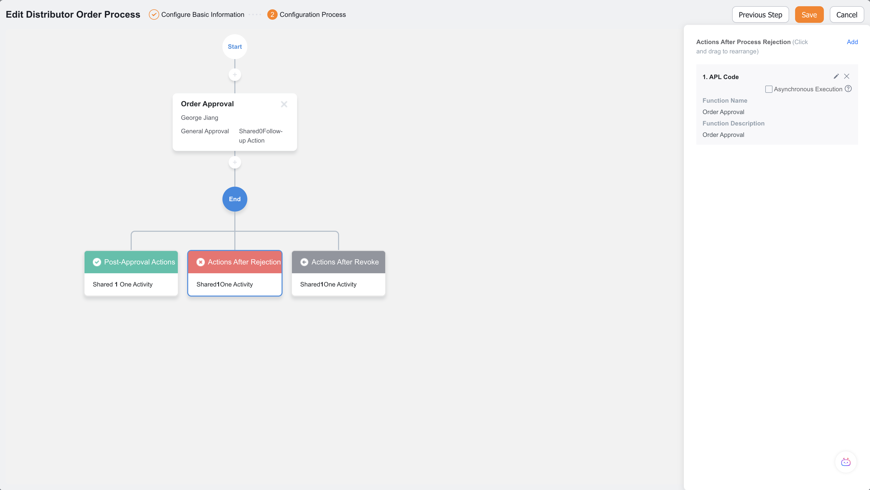 Approval flow post-rejection operations
